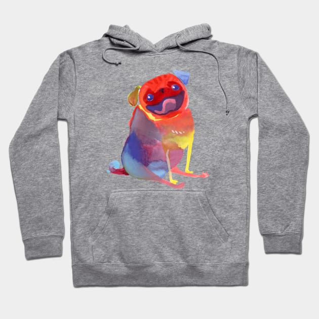 Rainbow Watercolor Pug Hoodie by Inkpug